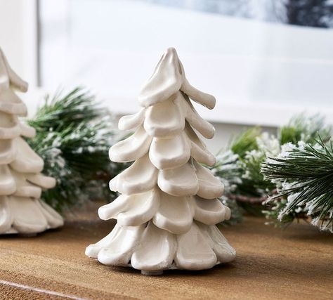 The Best Neutral Christmas Decor 2023 | Little House of Four - Creating a beautiful home, one thrifty project at a time. Pottery Barn Christmas Decor, Christmas Fireplace Mantels, Neutral Holiday Decor, Pottery Barn Christmas, Modern Christmas Ornaments, Color Terracota, Pottery Ornaments, Ceramic Tree, Neutral Christmas Decor