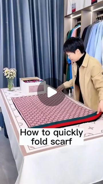 The Folding Hacks on Instagram: "Transform your space with smart storage solutions. Link in bio @thefoldinghacks 🧺🥰! 
Nice way to fold scarf🧣#folding #foldingclothes #storagehacks #unitedstates #tiktok" Fold Scarf, Folding Scarves, How To Fold Scarf, Folding Hacks, Clothes Folding, Scarf Storage, Fashionable Tops, How To Fold, Beachwear Fashion