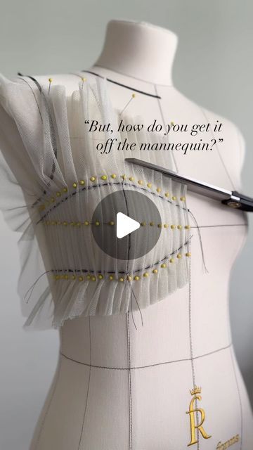 Teagan Jacobs on Instagram: "When draping on the dress form I often get asked “but how do you get it off the mannequin?”. And the answer is usually- hand sewing. Full disclosure I was never technically taught on how to do this, but this is the technique I use. If I’m working with a sheer fabric and can’t use a pen or pencil (which is what I would typically use) then hand sewing acts as my pencil! Here I’m doing a basting stitch on the seam allowance and the apex of the bust. I then use lots of steam directly on the dress form, which helps hold the pleats in place. Now I can remove it from the dress form and continue working on my garment. What do you think of this technique? Is it something you’ve done before or would like to try? 🏹 #teaganjacobs ✨ Mannequin is gifted from @royaldressform Diy Mannequin Form, Draping Techniques Tutorials, Basting Stitch, Drape Pattern, Draping Techniques, Silk Ribbon Embroidery Patterns, Fabric Draping, Corset Pattern, Seam Allowance