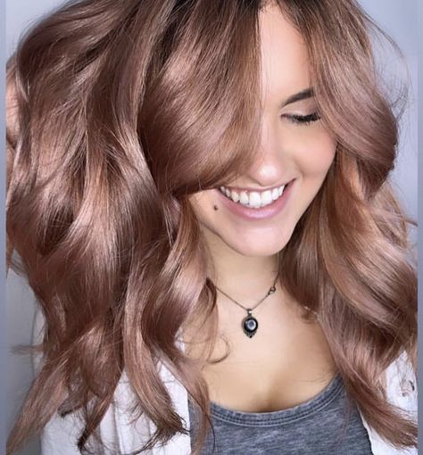 Purple Rose Gold Hair, Muted Rose Hair, Auburn Hair Balayage Rose Gold, Fall Hair Honey Blonde, Desert Rose Hair, Ash Rose Hair, Pink Champagne Hair Color, Subtle Rose Gold Hair Brunette, Rose Beige Hair