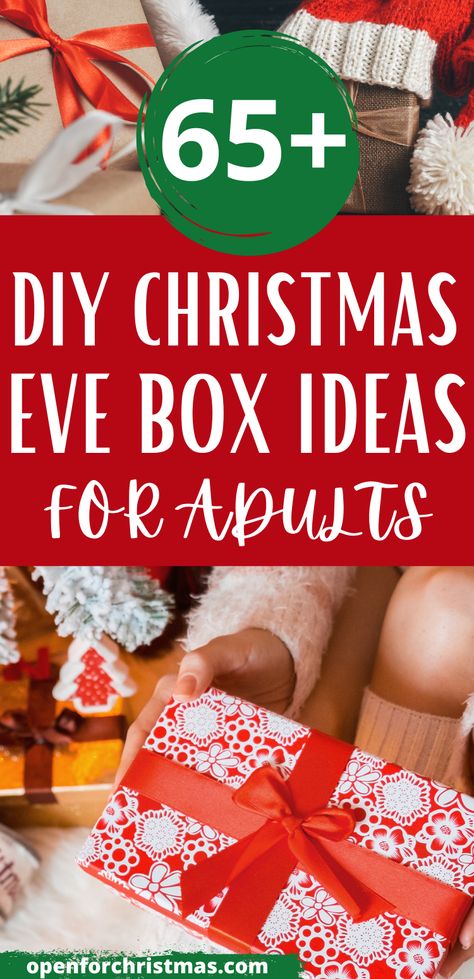 Christmas Eve Boxes are a trend that’s caught on over the last few years, and it doesn’t look like they’re going away any time soon. To help you prepare, here at Open for Christmas, we’ve come up with such a huge list of Christmas Eve box ideas for adults that you might end up having to buy a bigger box. How to make your own DIY Christmas eve box, amazing gifts for him, her, couples, bestie, sister, mum, dad grandparents. #christmasevebox #christmasgifts #christmasplanning #christmaseveideas Christmas Gifts Under 5 Dollars, Christmas Eve Box Ideas For Adults, Gifts Under 5 Dollars, Diy Christmas Eve Box, Christmas Eve Box For Adults, Diy Christmas Box, Christmas Eve Box Ideas, Gift Ideas For Adults, Xmas Eve Boxes