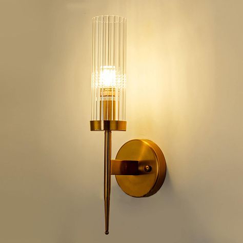 Clear Glass Lamps, Gold Wall Lights, Golden Wall, Bright Lighting, Modern Wall Lamp, Indoor Wall Sconces, Wall Mounted Lamps, Modern Wall Sconces, Bedside Lighting