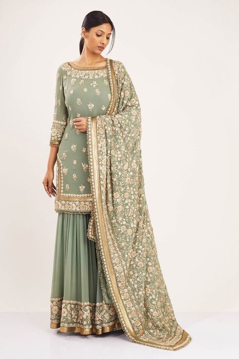 Sage Punjabi Suit, Mint Green Punjabi Suits, Sage Green Sharara Suit, Sage Green Indian Suit, Sage Green Indian Bridesmaid Dresses, Sage Green Punjabi Suit, Sage Green Desi Dress, Sage Green Sharara, Indian Suit Back Design