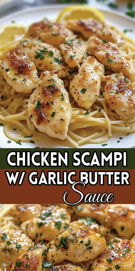 This Chicken Scampi recipe is the perfect blend of savory garlic, tender chicken, and buttery goodness! 🍋✨ Whether you're cooking for a cozy dinner or need a quick and easy dish for a busy weeknight, this recipe delivers BIG flavor with minimal effort. 😋

🔗 Click the link to get the full recipe and make this crowd-pleaser tonight! Your family will love it, and you'll love how easy it is to make. 😍🍗

#ChickenScampi #EasyRecipes #QuickDinner #30MinuteMeals Chicken And Scallops Recipes, 2b Dinner Recipes, Easy Chicken Scampi Recipe Without Wine, Chicken And Fish Recipes, Creamy Scampi Sauce Recipe, Chicken Recipes Few Ingredients, Chicken Scampi Recipe Without Wine, Chicken Scampi Sauce Recipe, Healthy Dinner Recipes For Family Chicken