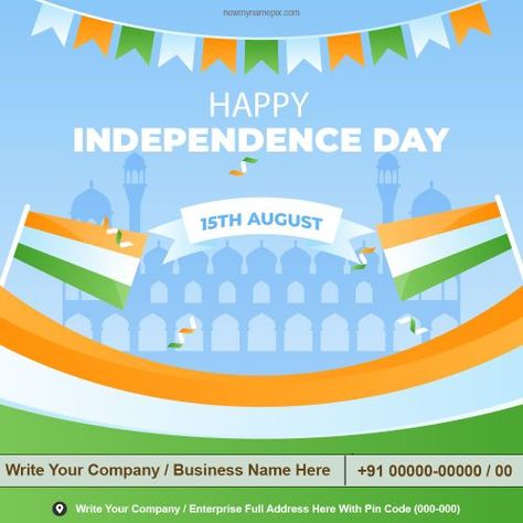 Corporate Wishes, Business Marketing, Company Branding, Editing Tools, Customized Create, Digital Template, Indian Independence Day greetings, Independence Day wishes card Celebration Pictures, Indian Flag Photos, Business Company Names, Independence Day Card, Independence Day Greeting Cards, Independence Day Wishes, Indian Independence, Independence Day Celebration, Indian Independence Day