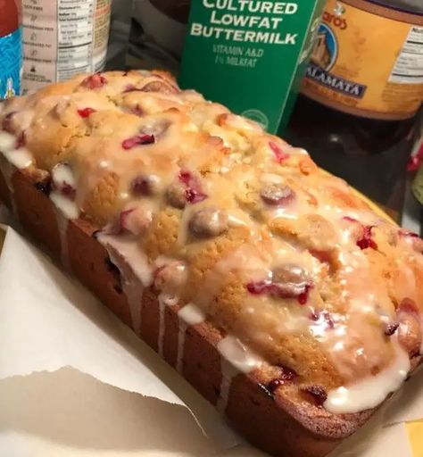 Orange-glazed Cranberry bread has a moist and tender crumb and is loaded with juicy cranberries. It has the perfect balance of sweet and tangy and just like our famous Banana Bread, this loaf stays moist for a few days (in case you needed a homemade Christmas gift idea).This is a copycat version of my favorite bakery’s cranberry loaf and this one turned out even better – more cranberries and the orange glaze makes it truly special. You’ll love every bite.We love cranberry recipes during the ... Orange Cranberry Bread, Cranberry Loaf, Cranberry Nut Bread, Orange Bread Recipe, Cranberry Bread Recipes, Pineapple Angel Food, Yogurt Bread, Bread Loaf Pan, Orange Bread