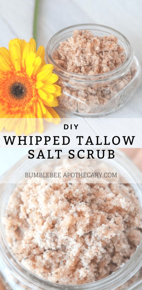 Tallow Recipe, Whipped Tallow Balm, Homemade Foot Scrub, Salt Scrub Diy, Salt Scrub Recipe, Whipped Tallow, Tallow Balm, Tallow Soap, Lotion Recipe