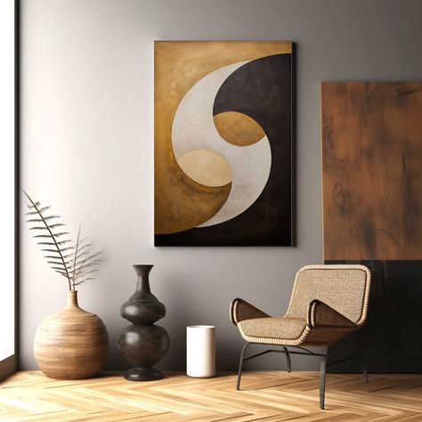 Boho Yin Yang Abstract Art Digital Download Printable Wall - Etsy Ying Yang Painting, Yin Yang Abstract, Floating Nightstand Ideas, Modern Floating Nightstand, Spiritual Poster, Acryl Painting, Abstract Art Digital, Milan Apartment, Modern Art Canvas Painting