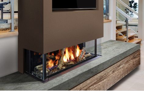 Marquis Enclave Bay Peninsula Gas FireplaceFriendly Fires Linear Fireplaces, Corner Fireplaces, 3 Sided Fireplace, Dream Fireplace, Natural Gas Fireplace, Propane Fireplace, Built In Electric Fireplace, Terrace Ideas, Gas Fireplaces