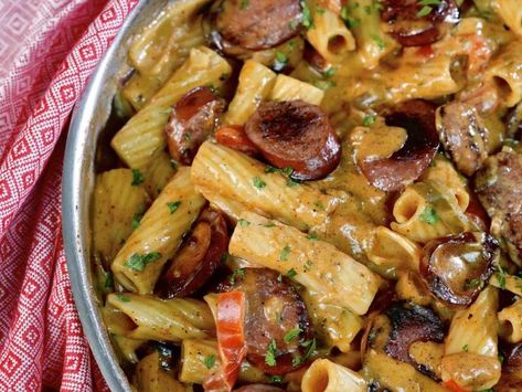 Sausage Fajita Pasta Recipe - Whisk Chicken Sausage Fajita Pasta, Sausage Fajita Pasta Recipe, Sausage Fajita Pasta, Fajita Pasta Recipe, Fajita Pasta, Summer Foods, Dinner Plans, Pasta Ingredients, Alfredo Recipe