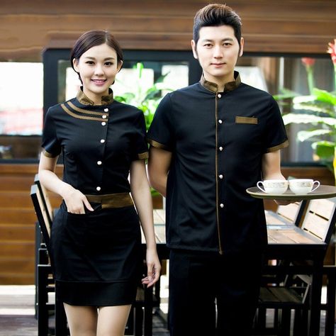 Waiters Uniform Ideas, Waiters Uniform Ideas Restaurants, Restaurant Uniform Ideas, Waiters Uniform, Restaurant Waiter Uniform, Waiter Uniform Design, Hostess Uniform, Restaurant Hostess, Waiter Outfit