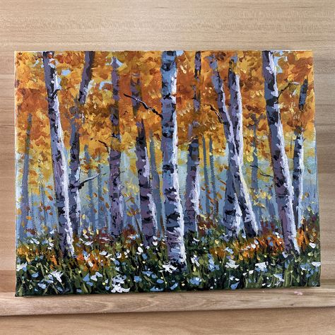 Acrylic Paintings Easy, Correa Art, Aspen Trees Painting, Frit Painting, Birch Tree Forest, Fall Tree Painting, Tree Painting Canvas, Birch Tree Art, Abstract Tree Painting