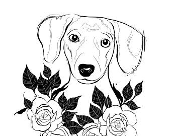 Dachshund Drawing, Dog Art Print, Line Artwork, Leg Tattoos Women, Dog Print Art, Outline Art, Dog Paintings, Forearm Tattoos, Dachshund Dog