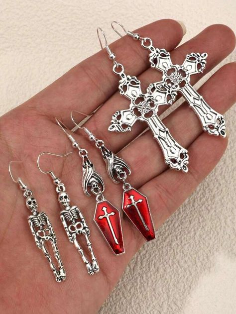 Hearts Butterflies, Bat Skeleton, Star Cross, Vintage Gothic, Gothic Style, Big Star, Gothic Fashion, Swords, Earrings Set