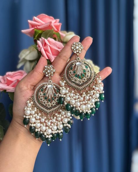 Rhea Premium Earrings ❤️ Now Available In 12 Amazing Colours ✨ ₹599/- Free Shipping In India Pakistani Earrings, Indian Wedding Jewelry Sets, Pretty Jewelry Necklaces, Fancy Jewellery Designs, Gold Bridal Jewellery Sets, Fancy Earrings, Accessories Style, Jewellery Sets, Indian Wedding Jewelry