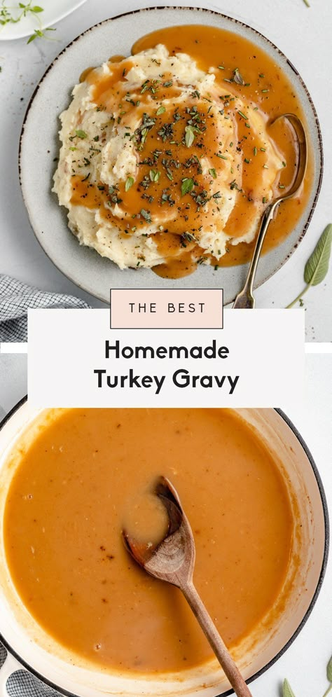 The Best Homemade Turkey Gravy | Ambitious Kitchen Simple Turkey Gravy Recipe, Turkey Gravy Recipes, Easy Turkey Gravy Recipe, Gravy From Drippings, Dishes For Thanksgiving Dinner, Turkey Gravy Without Drippings, Side Dishes For Thanksgiving Dinner, Easy Turkey Gravy, Gravy Without Drippings