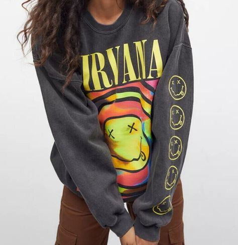 2023Nirvana Smiley Face Crewneck Sweatshirt Heliconia Color Gift Aesthetic TREND | eBay Nirvana Sweatshirt, Winter Pullover, Smiley Faces, Sweatshirt Women, Round Neck Sweaters, Cotton Pullover, Oversized Top, Long Sleeve Sweatshirt, Print Pullover