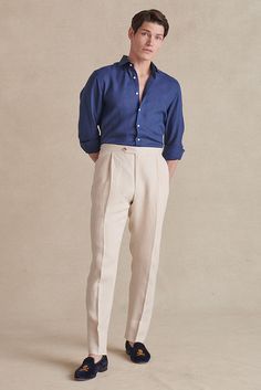 Linen Pants Outfit Men, Cream Trousers Outfit, Cream Pants Outfit, Trousers Outfit Men, Mens Linen Outfits, Suit Guide, Formal Dresses For Men, Linen Pants Outfit, Mens Smart Casual Outfits