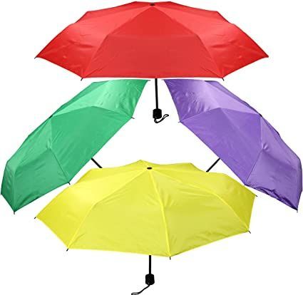 Iconikal Manual Collapsible Folding Umbrella, Random Assorted Colors, 42-Inch Diameter, 4-Pack Mardi Gras Ball, Storage Places, Ball Decorations, Folding Umbrella, Rainy Weather, Patio Umbrellas, All Friends, Big Family, Waterproof Fabric