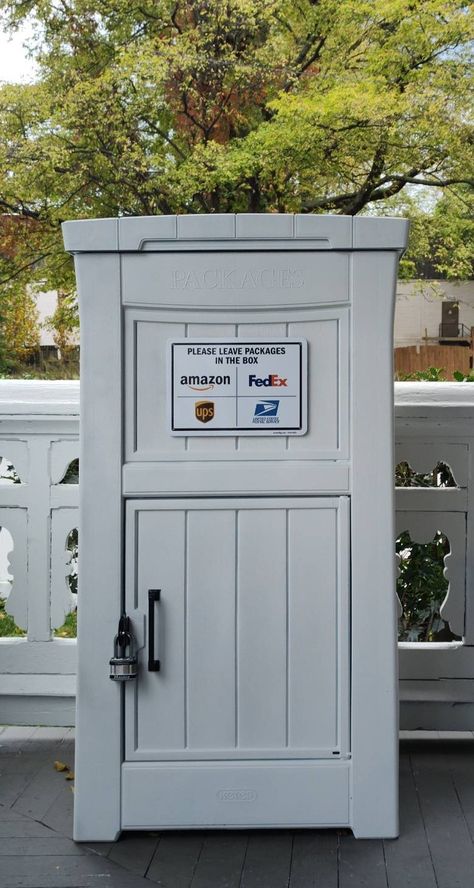 Mailbox Ideas For Packages, Mail Box With Package Holder, Large Mailbox Ideas For Packages Diy, Mailbox Ideas For Big Packages, Gate Package Drop, Delivery Boxes Outdoor, Large Mailbox Ideas For Packages, Amazon Drop Box Ideas, Package Mailbox Ideas