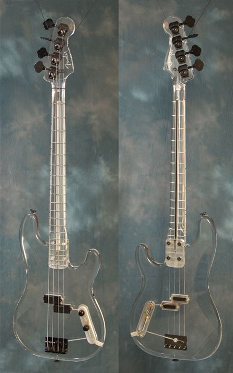 Custom Plexiglas Precision Bass                               by Fender- [Thanks to Pinterest user fazmax who previously pinned this to what is now my Lovely Glass 1 board before I subdivided it.] Custom Bass Guitar, Custom Bass, Fender Precision Bass, Double Bass, Fender Bass, Guitar Art, Bass Guitars, Bass Player, Custom Guitars