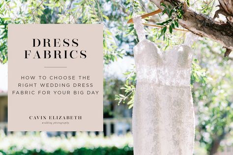 How to Choose the Right Wedding Dress Fabric For Your Big Day. What kinds of wedding fabric will best suit your body type and wedding vision. Right Wedding Dress, Wedding Dress Fabric, Wedding List, Bride Guide, Wedding Vision, Wedding Dress Fabrics, Martha Stewart Weddings, Wedding Fabric, Wedding Advice