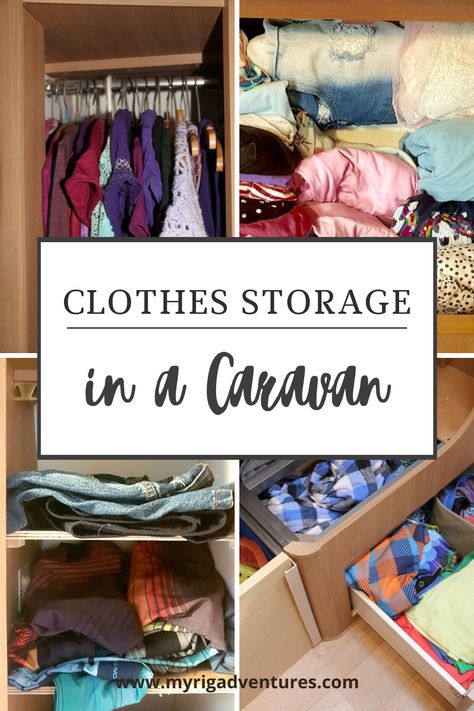 15 Caravan Clothes Storage Ideas & Tips | MY RIG Adventures Caravan Clothes Storage Ideas, Rv Clothes Storage, Caravan Uk, Small Space Clothing Storage, Clothes Storage Ideas, Caravan Hacks, Kids Clothes Storage, Caravan Storage, Caravan Living