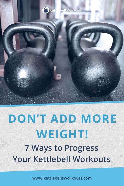 7 Ways to Progress Your Kettlebell Workouts without adding more weight. Is your kettlebell starting to feel a little light? If so there are many ways to progress your kettlebell workouts without adding more weight. Below I have listed 7 ways for you to advance your workouts without the need to buy another kettlebell or risk potential injury. #progress #kettlebell #workouts Workout Pose, Kettlebell Workout Routines, Kettlebell Snatch, Kettlebell Routines, Kettlebell Clean, Best Kettlebell Exercises, Kettlebell Benefits, Kettlebell Challenge, Kettle Bells