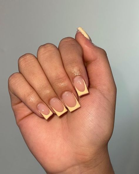 Gel Nails Ideas, Acrylic Nails Yellow, Yellow French, Yellow Nails Design, Nails Yellow, French Tip Acrylic Nails, Work Nails, Short Square Acrylic Nails, Short Nail