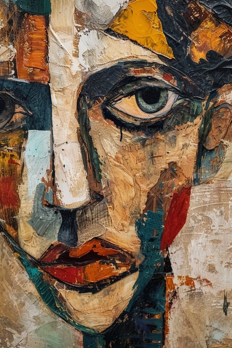 Cubism Art Portraits, Cubism Face, Abstract Face Painting, Eclectic Paintings, Cubist Portraits, Abstract Artwork Painting, Art Psychology, Abstract Portrait Painting, Acrylic Art Projects