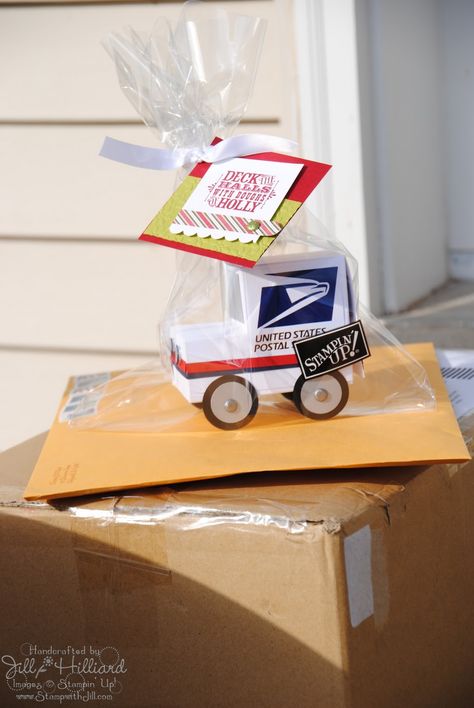 Getting My Gift on Day 1- the mailman Mail Carrier Gift Ideas, Mailman Gifts, Truck Stamps, Unique Birthday Ideas, Mail Carrier Gift, Postal Worker Gift, Mail Truck, Mail Ideas, Cardboard Toys