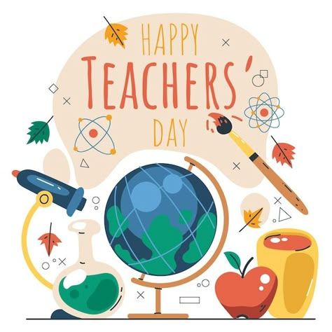 Teachers Day Art Drawing, Birthday Chart For Preschool, Chart For Preschool, Teachers Day Card Design, Teachers Day Message, Teacher Illustration, Teachers Day Drawing, Happy Teacher Day, Happy Teachers Day Card