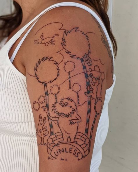 Lorax Tattoos, Pretty Tattoo, Full Sleeve Tattoo Design, Full Sleeve Tattoo, The Lorax, Sleeve Tattoo, Tattoo Inspo, Love Tattoos, Tattoo You