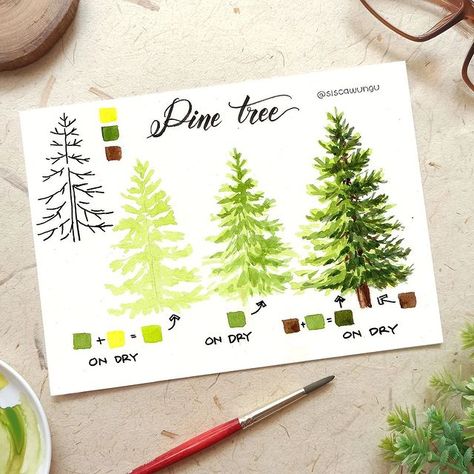 Sisca Wungu (@siscawungu) • Instagram photos and videos Tree Watercolor Painting, Learn Watercolor Painting, Learn Watercolor, Diy Watercolor Painting, Watercolor Painting Techniques, Watercolor Flower Art, Watercolor Art Lessons, Watercolor Paintings Tutorials, Watercolor Trees