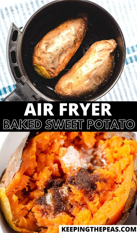 Air Fryer Sweet Potatoes, Loaded Baked Sweet Potato, Homemade Sweet Potato Fries, Sweet Potato Recipes Baked, Air Fryer Baked Potato, Baked Sweet Potatoes, Homemade French Fries, Drink Inspiration, Air Fry Recipes