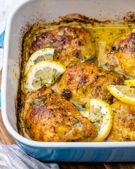 Greek Inspired Lemon Chicken | Clean Food Crush Clean Food Crush Chicken Recipes, Aussie Bites, Clean Food Crush Recipes, 20 Minute Dinners, Honey Roasted Carrots, Chicken And Cheese, Greek Lemon Chicken, Budget Friendly Dinner, Clean Eating Challenge