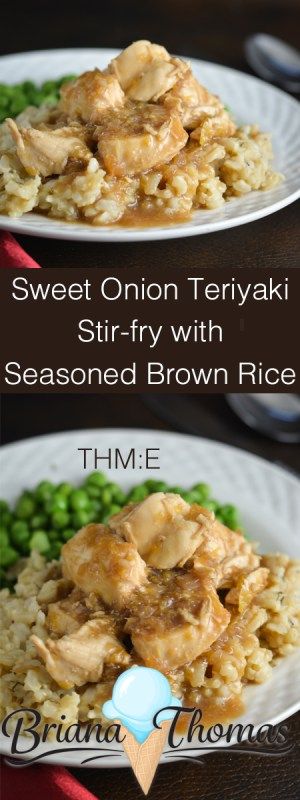 #Sweet #Onion #Teriyaki #Stirfry with #Seasoned #Brown #Rice - #THME, #lowfat, #nosugaradded. #brianathomas #trimhealthymama #thm #healthyeating #healthyrecipes #recipes  #sugarfree #lowglycemic #healthycarbs #dinner #entree Seasoned Brown Rice, Thm E, Briana Thomas, Thm Dinner, Teriyaki Stir Fry, Trim Healthy Recipes, Trim Healthy Mama Plan, Trim Healthy Momma, Trim Healthy Mama Recipes