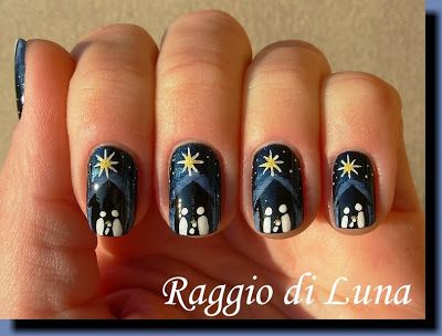 Nativity Nail Art Designs, Manger Scene Nail Art, Christmas Nativity Scene Nails, Christmas Nativity Nails, Nativity Scene Nail Art, Advent Nails Art Ideas, Christian Christmas Nail Art, Baby Jesus Nails, Christmas Nails Jesus