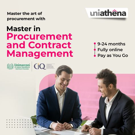 In today's competitive business landscape, efficient procurement and contract management are vital for success. UniAthena's Master in Procurement and Contract Management degree equips business professionals with the skills to optimize supply chains, mitigate risks, and drive cost savings. This 60 ECTS Procurement and Contract Management certificate online program from GMU, Italy, provides valuable expertise in procurement strategies, contract negotiation, and supplier relationship management. Contract Negotiation, Procurement Management, Supply Chain Logistics, Business Landscape, Master Degree, Contract Management, Logistics Management, Certificates Online, Masters Degree