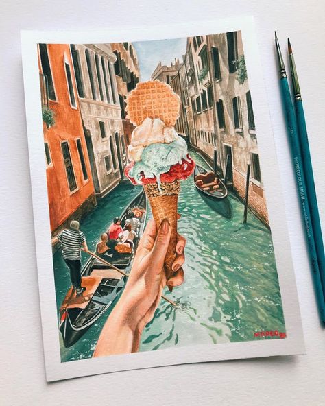 Marco Paolo’s Instagram photo: “🍦 GELATO 🍦 . . . So guys I decided to end my little summer series with a collab piece with the talented @emma.wtj - I’ve been admiring her…” Summer Series, Abstract Art Painting Diy, Abstract Art Painting, Diy Painting, I Decided, Beautiful Art, Abstract Art, Art Pieces, Art Painting