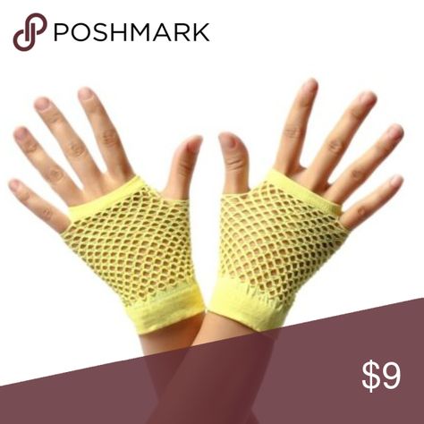 [Yellow] Punk Fishnet Gloves Summer Camp Outfits, Pastel Scene, Camp Outfits, Scene Clothes, Fishnet Gloves, Yellow Gloves, White Fishnets, Another Aesthetic, Scene Music