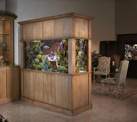 Love this to separate the living room & dinning room......a must! Aquarium Cabinet, Custom Aquarium, Aquarium Stands, Fish Tank Stand, Amazing Aquariums, Tank Stand, Diy Aquarium, Aquarium Stand, Home Staging Tips