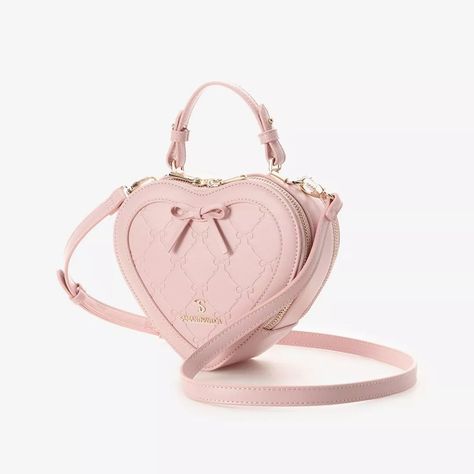 SAMANTHA VEGA Stamping Ribbon Heart Shaped Shoulder Bag Pink Kawaii Japan NEW | eBay Samantha Vega Bag, Wishlist Items Ideas, Cute Purses Aesthetic, Sac Aesthetic, Cute Pink Bag, Micro Pig, Kawaii Purse, Bag Shapes, Light Pink Purse