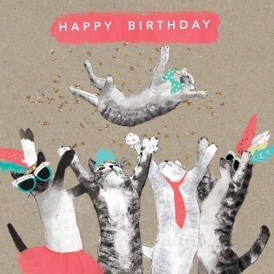 Happy Birthday Illustration, Happy Birthday Cat, Funny Happy Birthday Wishes, Birthday Greetings Funny, Happy Birthday Art, Birthday Illustration, Cat Birthday Card, Happy Birthday Meme, Happy Birthday Funny