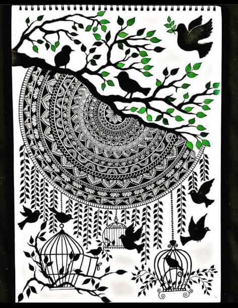 Tree Mandala Art, Very Difficult Mandala Art, New Year Mandala Art 2024, Modern Mandala Art, Big Mandala Drawing, Madhubani Paintings Ideas Design, Mandala Art Unique Designs, Mandala Art Ideas Creative, Unique Mandala Drawing