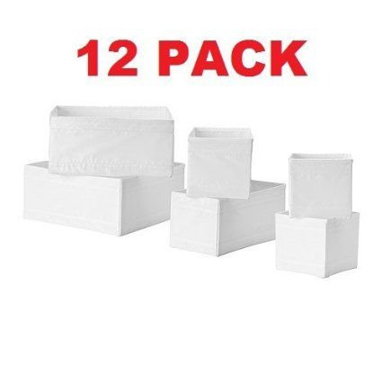 Ikea Drawer Storage Organizer Box Bin Tote White (12 Piece) Ikea Skubb, Malm Chest Of Drawers, Ikea Storage Boxes, Armoire Pax, Ikea Drawers, Sock Organization, Billy Bookcase, Ikea Storage, Ikea Family