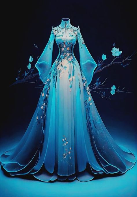 Looks even better in real life! very nice and soft tights! Blue And Green Wedding Dress, Elemental Clothes, Mythical Dresses, Magical Dresses Fairytale, Mystical Dresses, Fantasy Dress Design, Chinese Fancy Dress, Magical Dress, Mode Tips