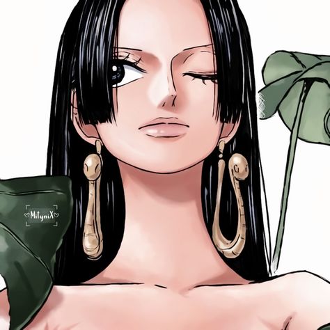 「 ♡ 」‧ #Boa Hancock #One Piece #Anime #Pirate Empress #Shichibukai #Serpent Princess #Icon #Simple #Edit #Pfp ‧ ❀ Female Anime Characters, Smart Women, Anime Icons, One Piece, Hair, Anime, Gold, Black