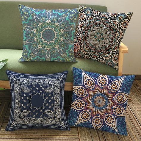 Bohemian Cushions Boho Style, Indian Cushion Covers, Diwali Cushion Covers, Arabic Cushions, Indian Cushions, Indian Pillows, Rajasthani Pillow Covers, Mandala Pillows, Meditation Pillow