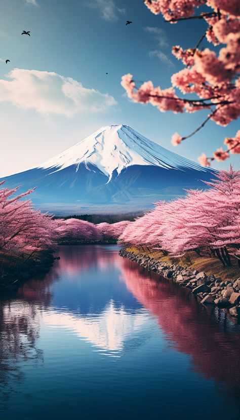 Mount Fuji Travel Magical forest Zicxa.com Mount Fuji Sakura, Gunung Fuji, Pink Japan, Pink Blossom Tree, Japanese Scenery, Mount Fuji Japan, Japanese Wallpaper Iphone, Japan Spring, Japanese Mountains